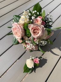 Brautstrauss rosa mit Anstecker